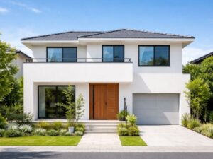 モダンな二階建て住宅(ホワイト仕上げ)